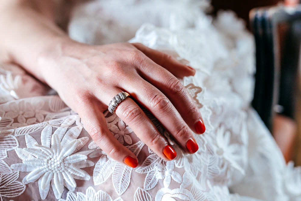 Bride Bridal Nails Ring Band Ash Barton Estate Wedding Jordanna Marston Photography