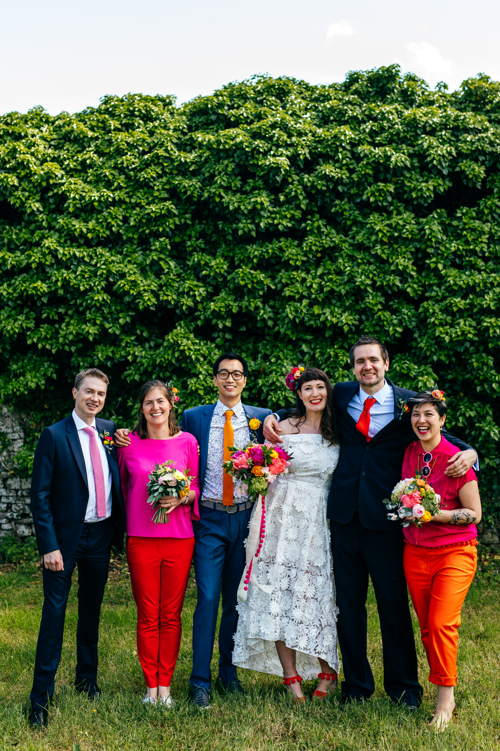 Bridesmaids Outfits Red Orange Trousers Ash Barton Estate Wedding Jordanna Marston Photography