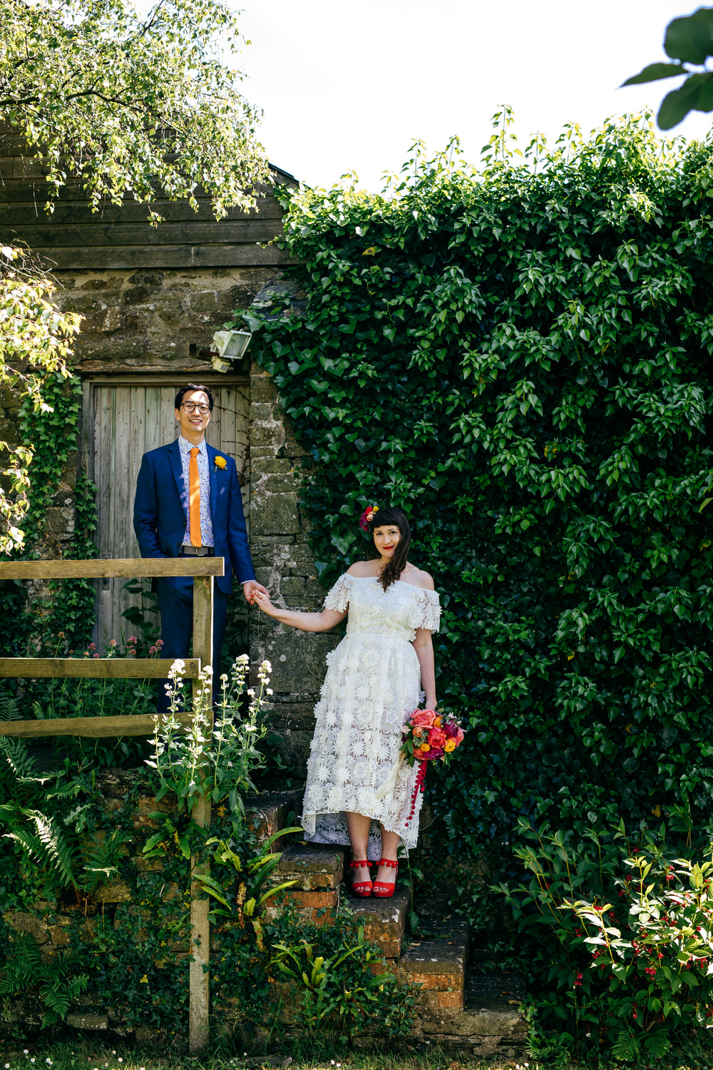 Dress Gown Bride Bridal Lace Floral Dip Hem Ash Barton Estate Wedding Jordanna Marston Photography