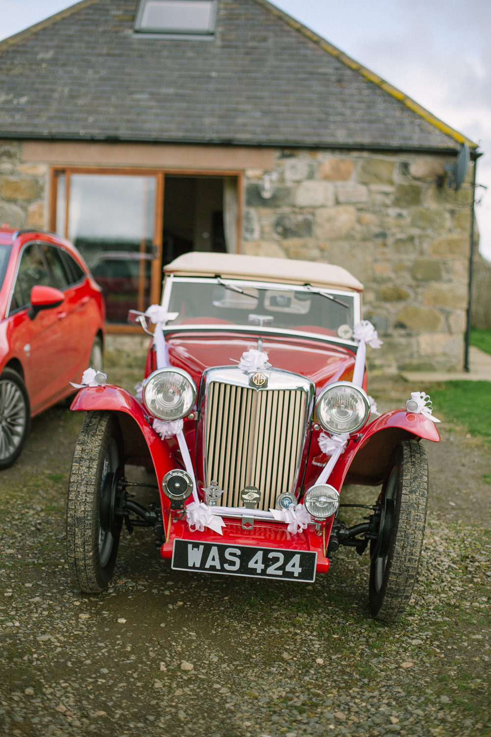 Vintage Car Bridal Transport Barn At Barra Castle Wedding Ceranna Photography
