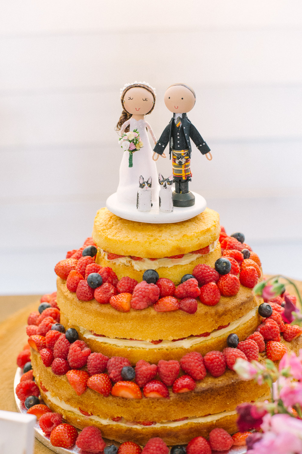Naked Cake Victoria Sponge Fruit Couple Cake Topper Cartoon Berries Barn At Barra Castle Wedding Ceranna Photography