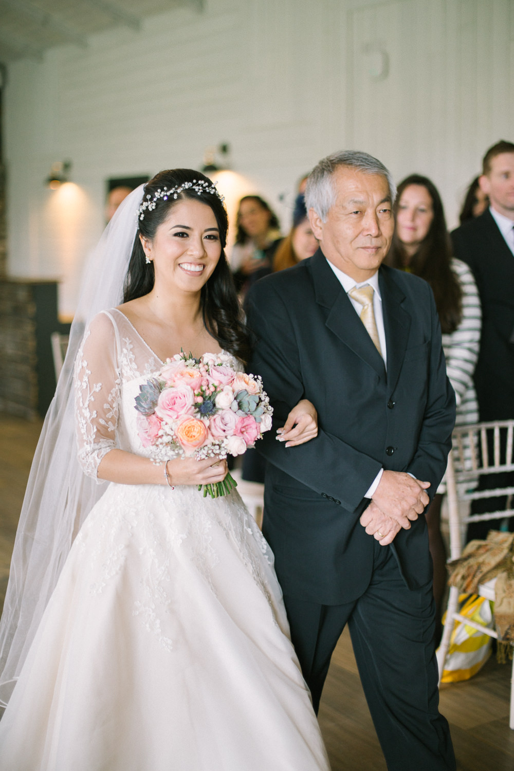 Bride Bridal V Neck Long Sleeve Embroidered Hair Vine Pastel Blush Flowers Bouquet Barn At Barra Castle Wedding Ceranna Photography