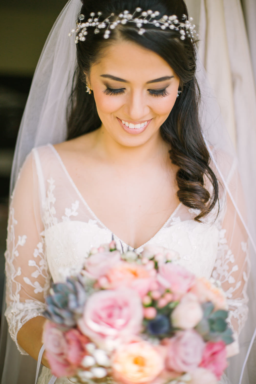 Bride Bridal V Neck Long Sleeve Embroidered Hair Vine Barn At Barra Castle Wedding Ceranna Photography