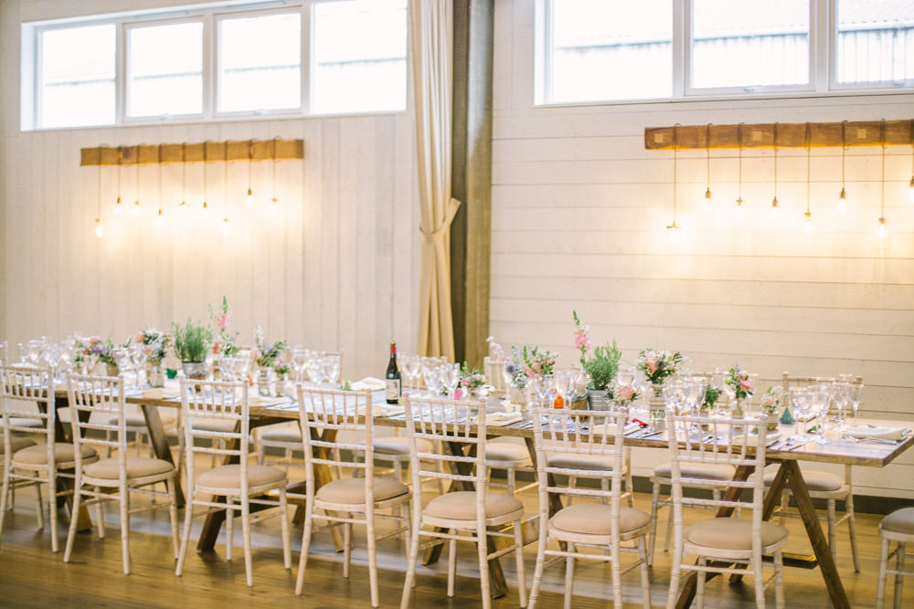 Edison Light Bulb Installation Rustic Tables Barn At Barra Castle Wedding Ceranna Photography