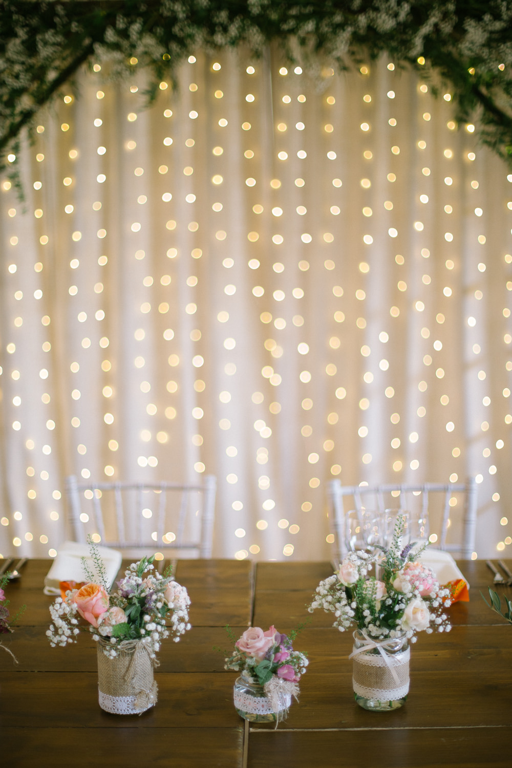 Burlap Hessian Jam Jar Flowers Floral Lace Barn At Barra Castle Wedding Ceranna Photography