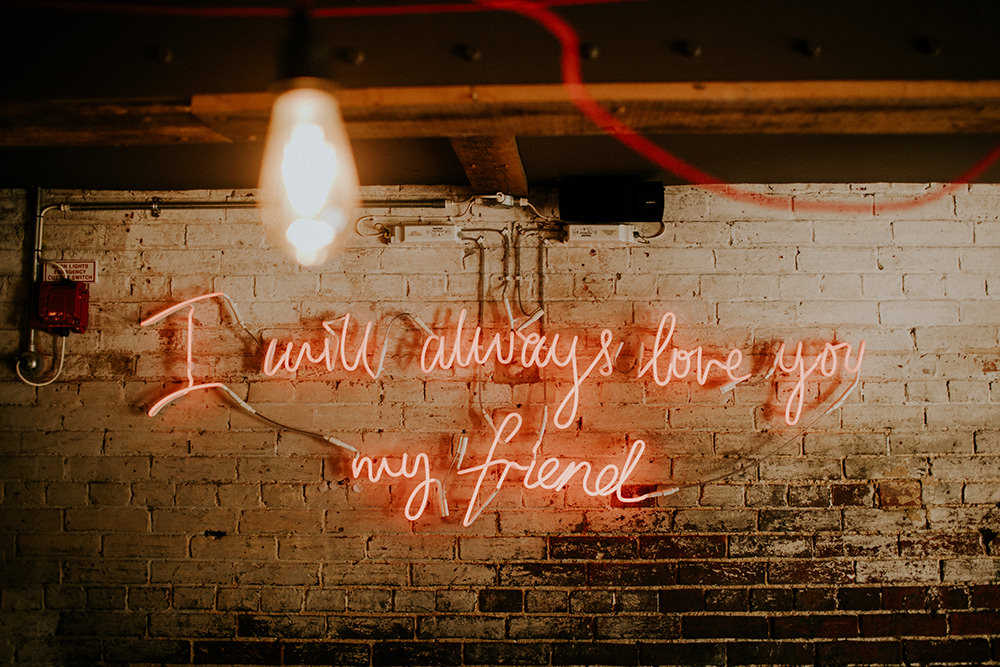 Neon Sign Love Quote Bell Ticehurst Wedding Irene Yap Photography