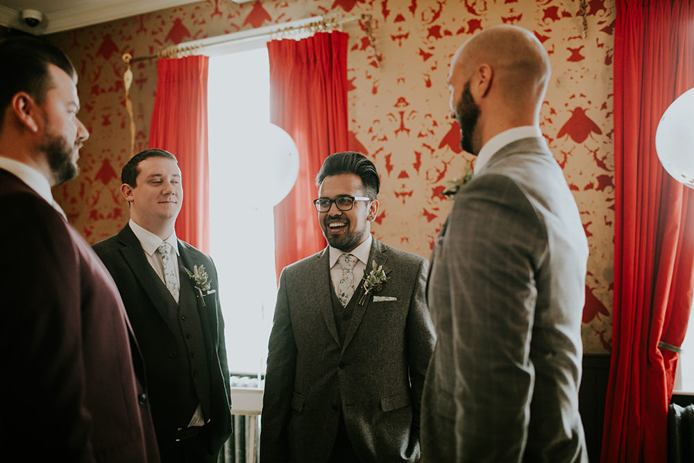 Groom Suit Grey Floral Tie Bell Ticehurst Wedding Irene Yap Photography