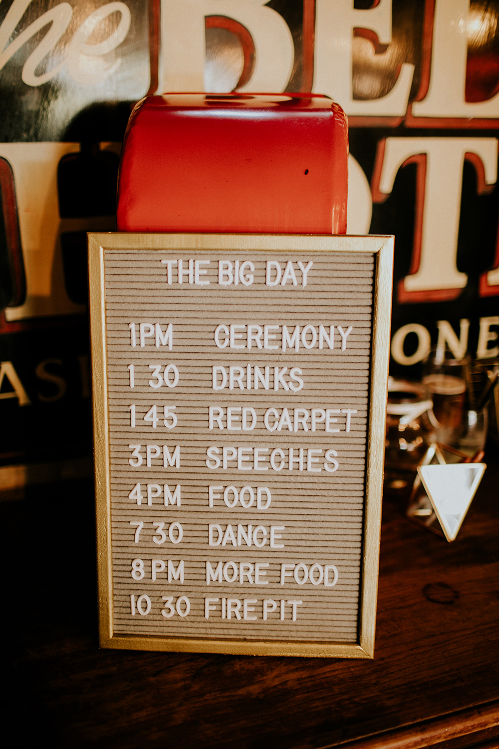 Felt Board Sign Letter Order Day Timings Bell Ticehurst Wedding Irene Yap Photography