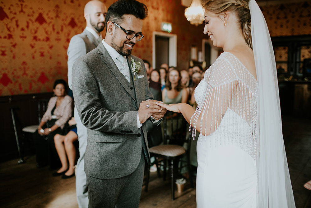 Groom Suit Grey Floral Tie Bell Ticehurst Wedding Irene Yap Photography