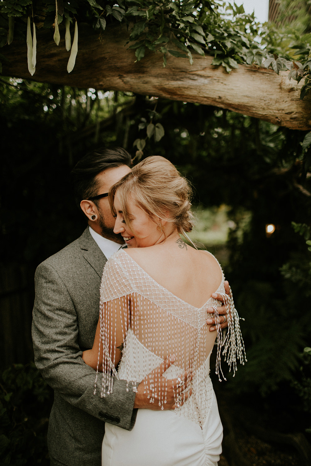 Bride Bridal Dress Gown Sottero and Midgley Tassel Sleeves Back Beaded Fringed Bell Ticehurst Wedding Irene Yap Photography