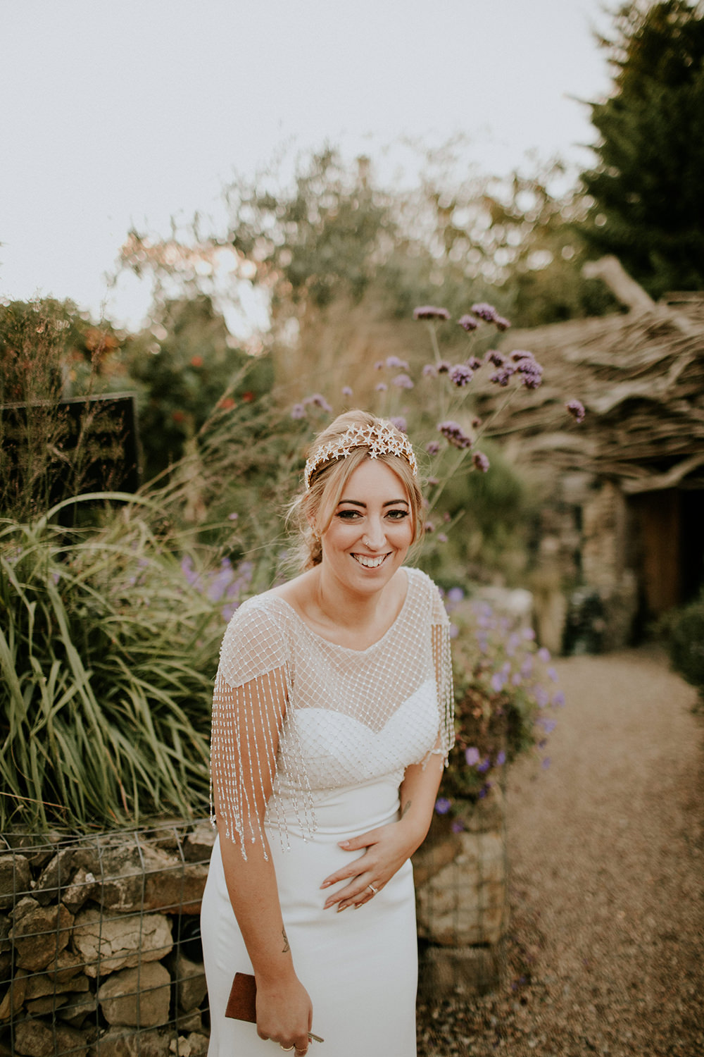 Bride Bridal Dress Gown Sottero and Midgley Tassel Sleeves Back Beaded Fringed Bell Ticehurst Wedding Irene Yap Photography