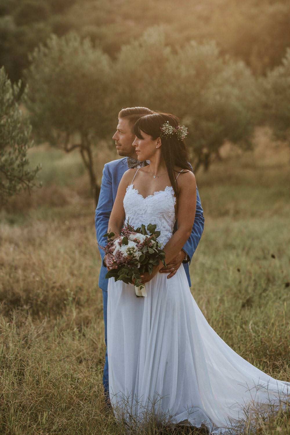 Dress Gown Bride Bridal Grace Loves Lace Tara Straps Train Bohemian Beach Greece Destination Wedding Lighthouse Photography