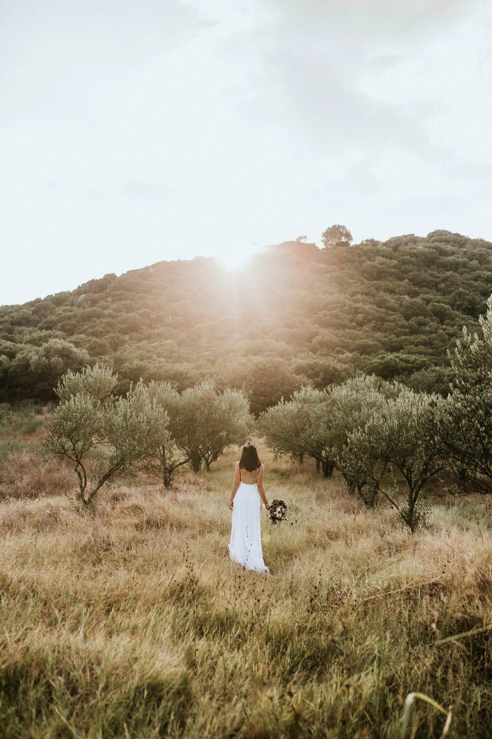 Dress Gown Bride Bridal Grace Loves Lace Tara Straps Train Bohemian Beach Greece Destination Wedding Lighthouse Photography