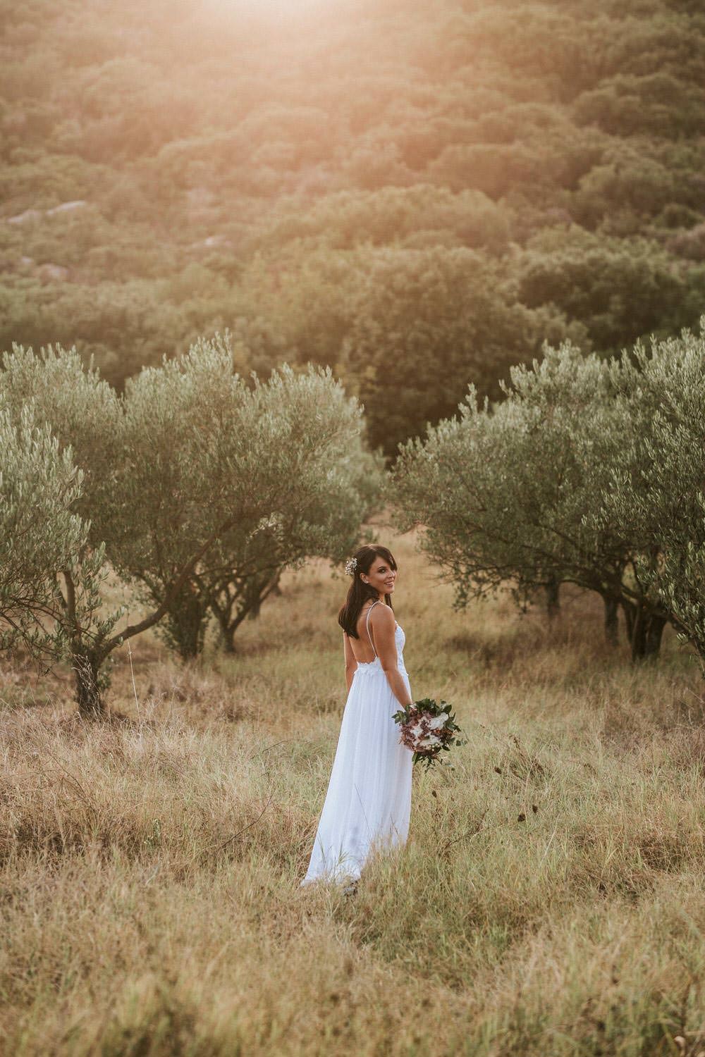 Dress Gown Bride Bridal Grace Loves Lace Tara Straps Train Bohemian Beach Greece Destination Wedding Lighthouse Photography