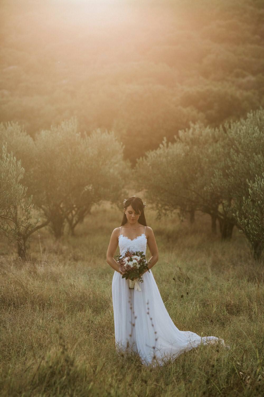 Dress Gown Bride Bridal Grace Loves Lace Tara Straps Train Bohemian Beach Greece Destination Wedding Lighthouse Photography