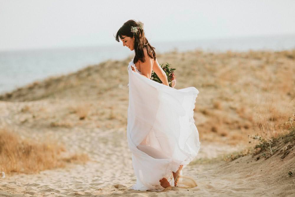 Dress Gown Bride Bridal Grace Loves Lace Tara Straps Train Bohemian Beach Greece Destination Wedding Lighthouse Photography