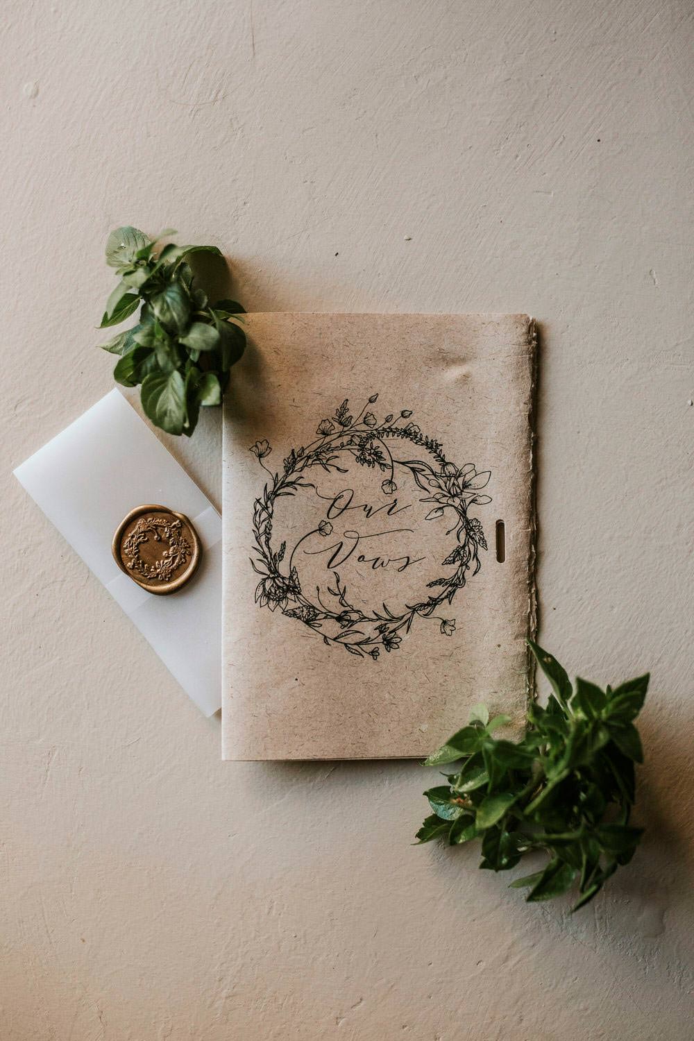 Vows Book Booklet Calligraphy Ceremony Bohemian Beach Greece Destination Wedding Lighthouse Photography