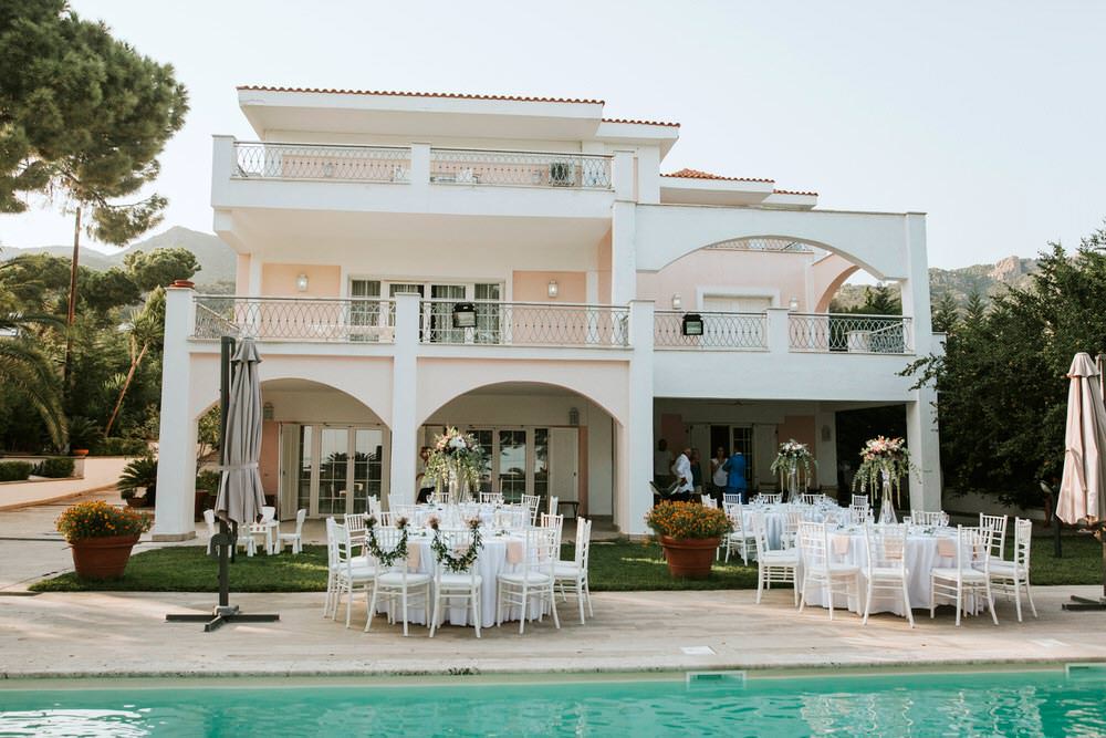 Villa Pool Reception Outdoor Bohemian Beach Greece Destination Wedding Lighthouse Photography