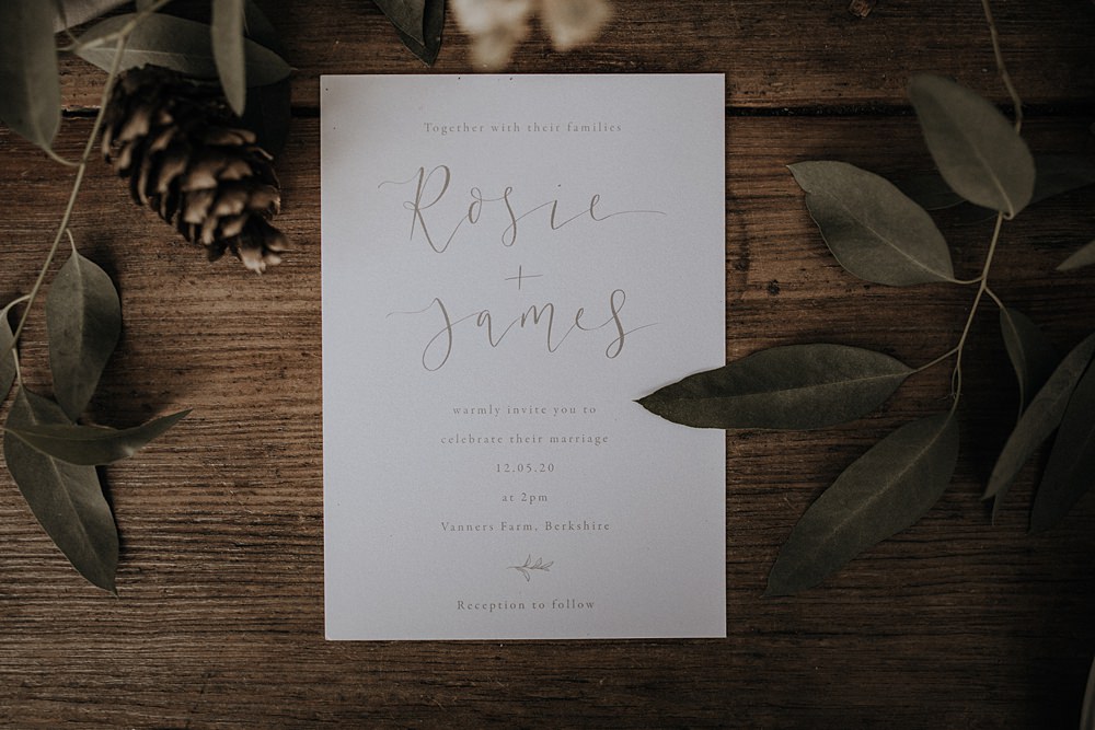 Grey Calligraphy Stationery Invite Invitations Bohemian Woodland Wedding Ideas Lola Rose Photography