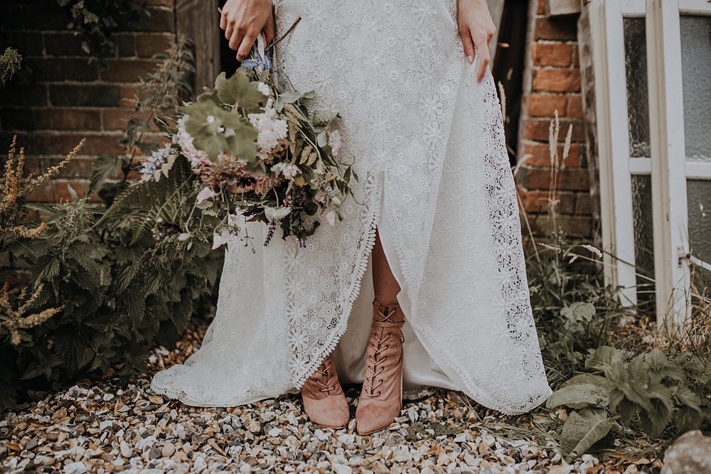 Bride Bridal Boots Lace Up Blush Pink Bohemian Woodland Wedding Ideas Lola Rose Photography