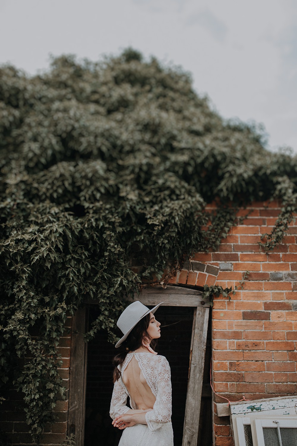 Dress Gown Bride Bridal Crochet Lace Sleeves Open Back Bohemian Woodland Wedding Ideas Lola Rose Photography