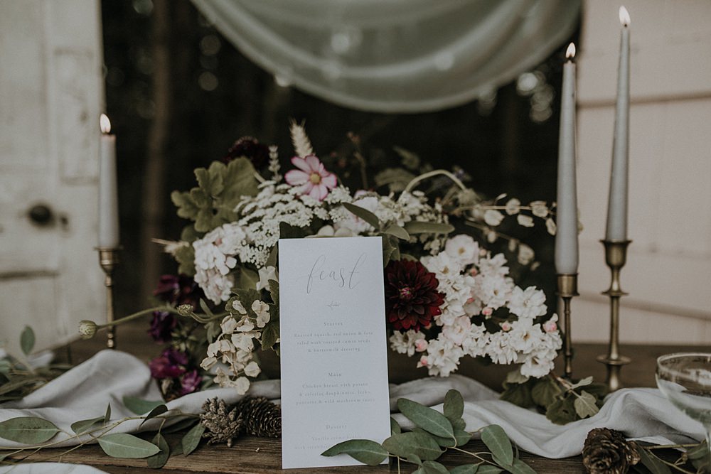 Table Flowers Tablescape Wild Natural Arrangement Bohemian Woodland Wedding Ideas Lola Rose Photography