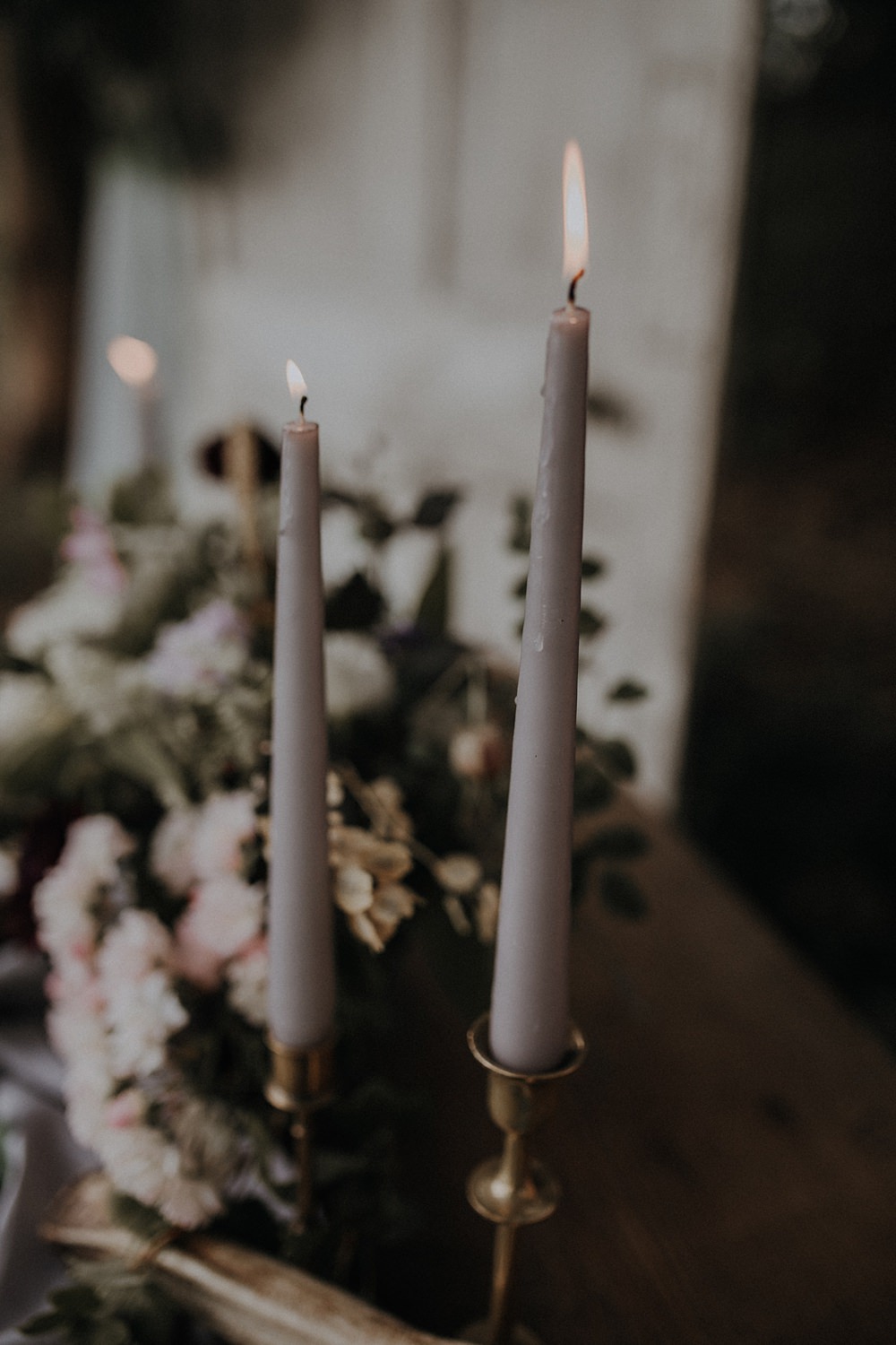 Grey Long Candles Decor Bohemian Woodland Wedding Ideas Lola Rose Photography