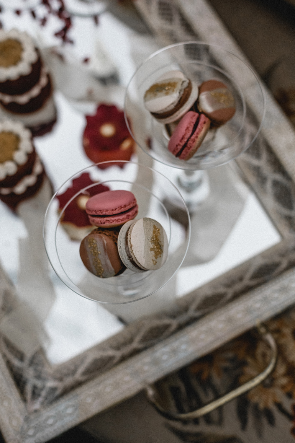 Drinks Cocktails Macarons Dessert Tray Boho Modern Romance Wedding Ideas Masha Unwerth Photography