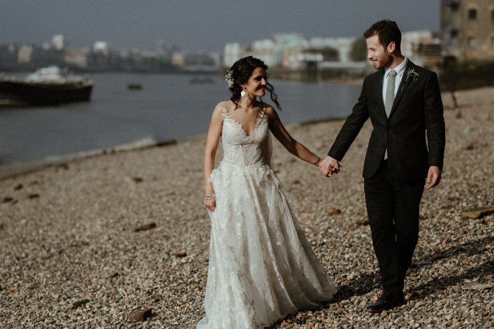 Bride Bridal Dress Gown Illusion Lace Cape Veil Gemy Maalouf Brunel Museum Wedding Olivia and Dan Photography