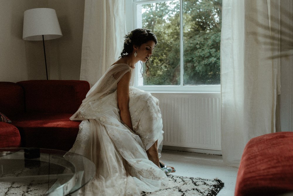 Bride Bridal Dress Gown Illusion Lace Cape Veil Gemy Maalouf Brunel Museum Wedding Olivia and Dan Photography