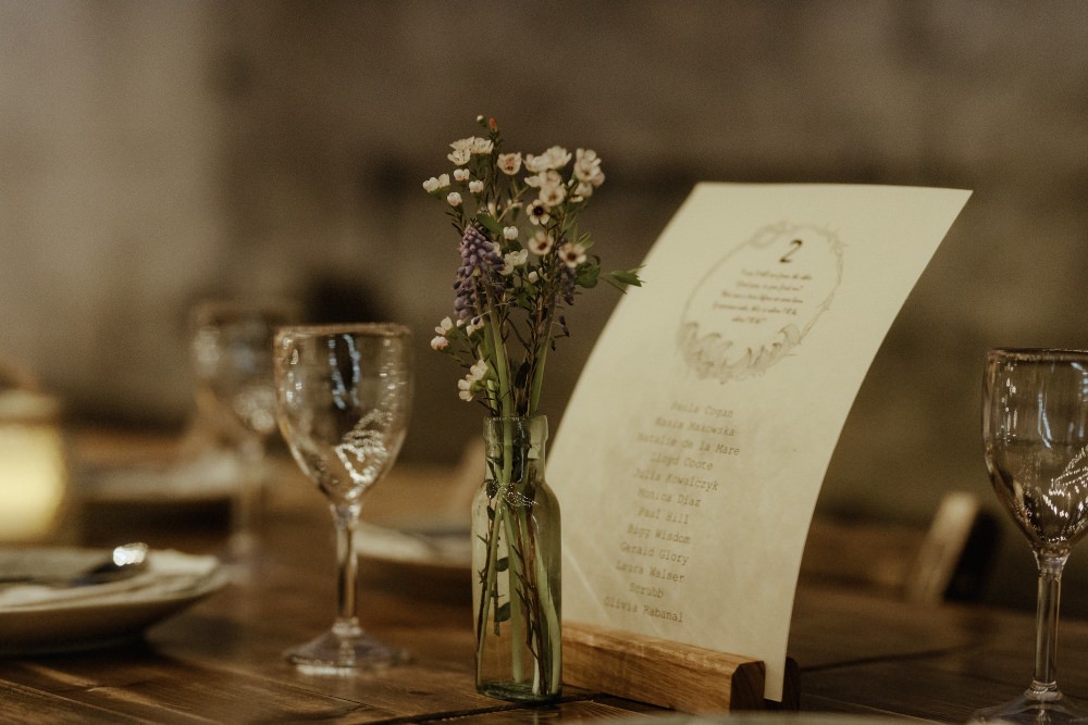 Flowers Bottles Decor Table Brunel Museum Wedding Olivia and Dan Photography