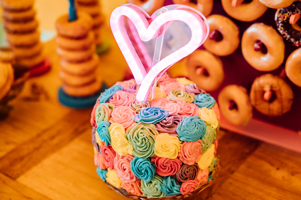 Cake Neon Heart Sign Topper Colourful Tipi Garden Wedding Fairclough Studios
