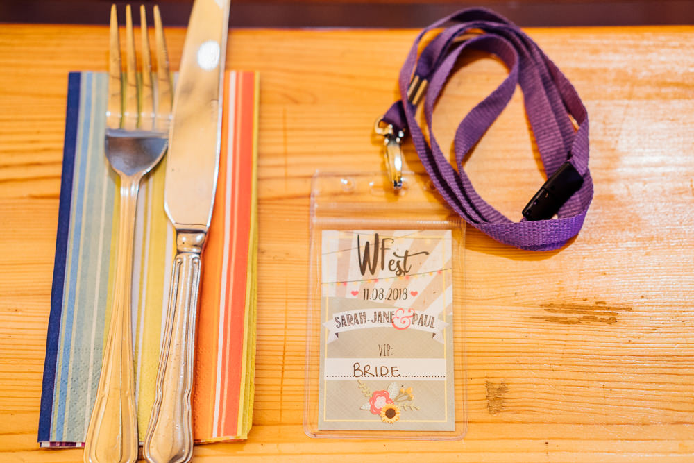 Place Setting Lanyard Festival Colourful Tipi Garden Wedding Fairclough Studios
