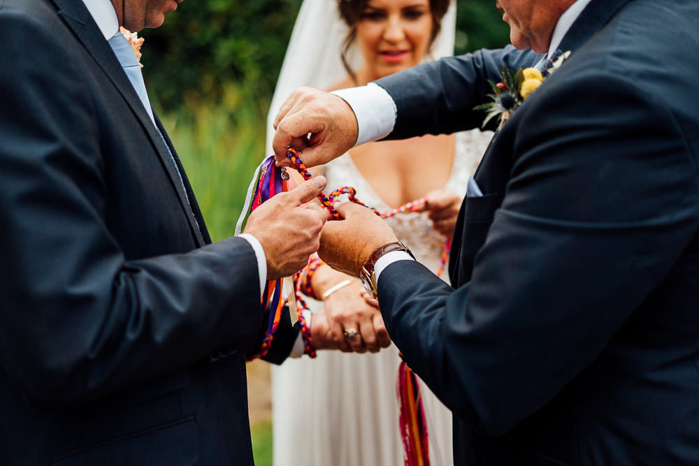 Handfasting Fishermans Knot Colourful Tipi Garden Wedding Fairclough Studios
