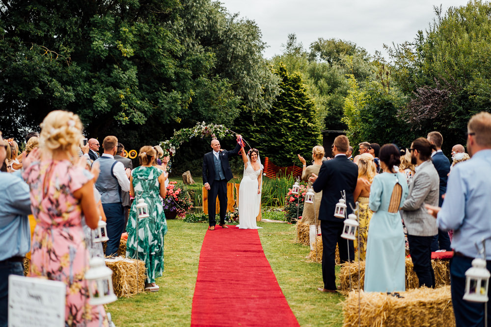 Bride Bridal Embellished Shoulder Beaded Dress Gown Veil Floral Flower Crown Blue Three Piece Suit Groom Outdoor Ceremony Red Carpet Colourful Tipi Garden Wedding Fairclough Studios