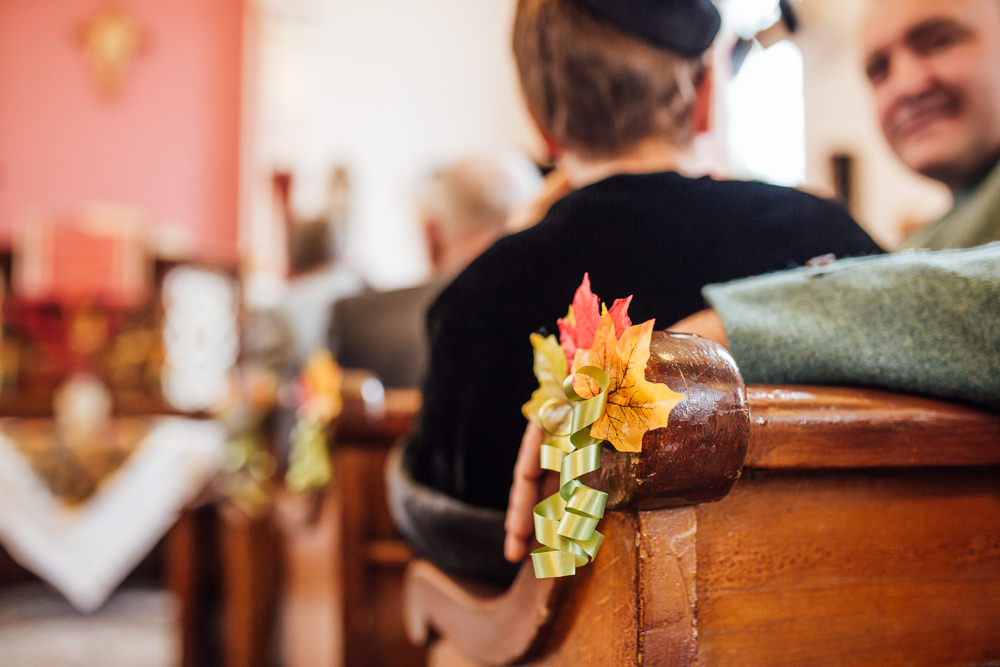 Leaf Leaves Pew End Aisle Decor Druidstone Wedding Florence Fox Photography