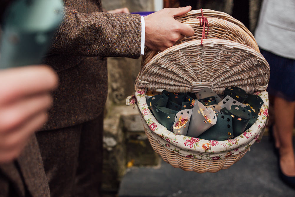 Confetti Basket Druidstone Wedding Florence Fox Photography