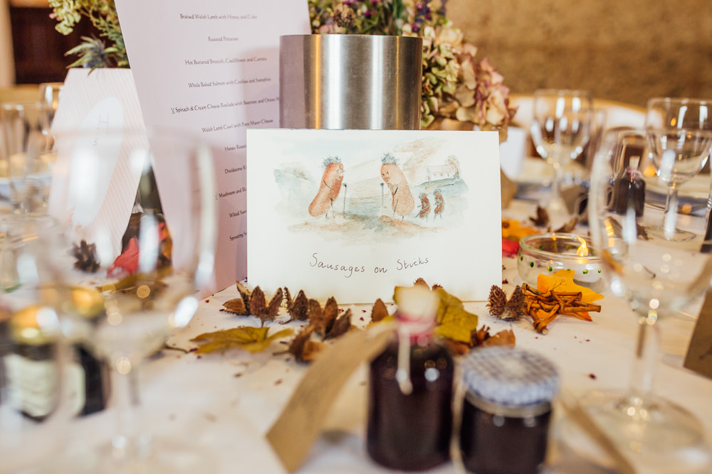 Illustrated Table Names Druidstone Wedding Florence Fox Photography