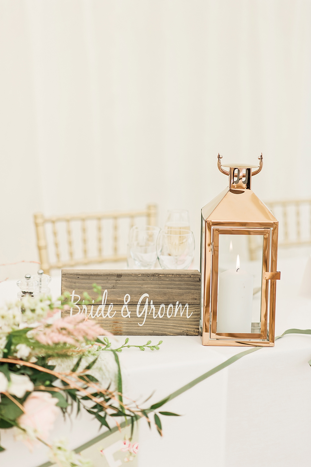 Bride & Groom Sign Wooden Sign Storm Lantern Edmondsham House Wedding Darima Frampton Photography