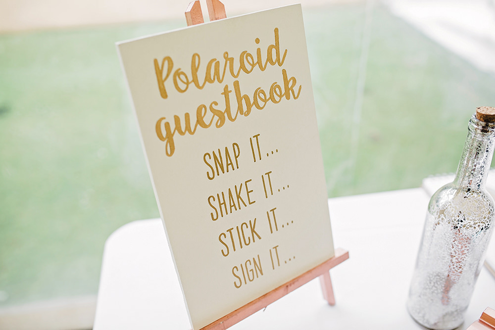 Polaroid Guest Book Sign Easel Edmondsham House Wedding Darima Frampton Photography