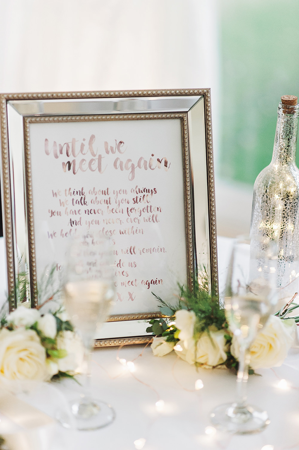 Memory Table Until We Meet Again Frame Edmondsham House Wedding Darima Frampton Photography
