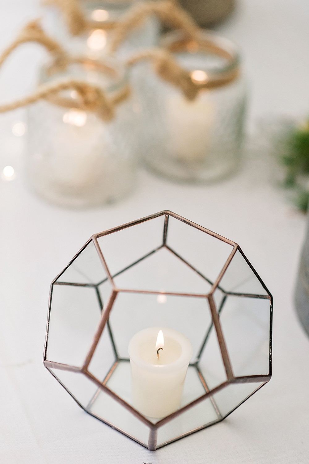 Geometric Candle Holder Edmondsham House Wedding Darima Frampton Photography