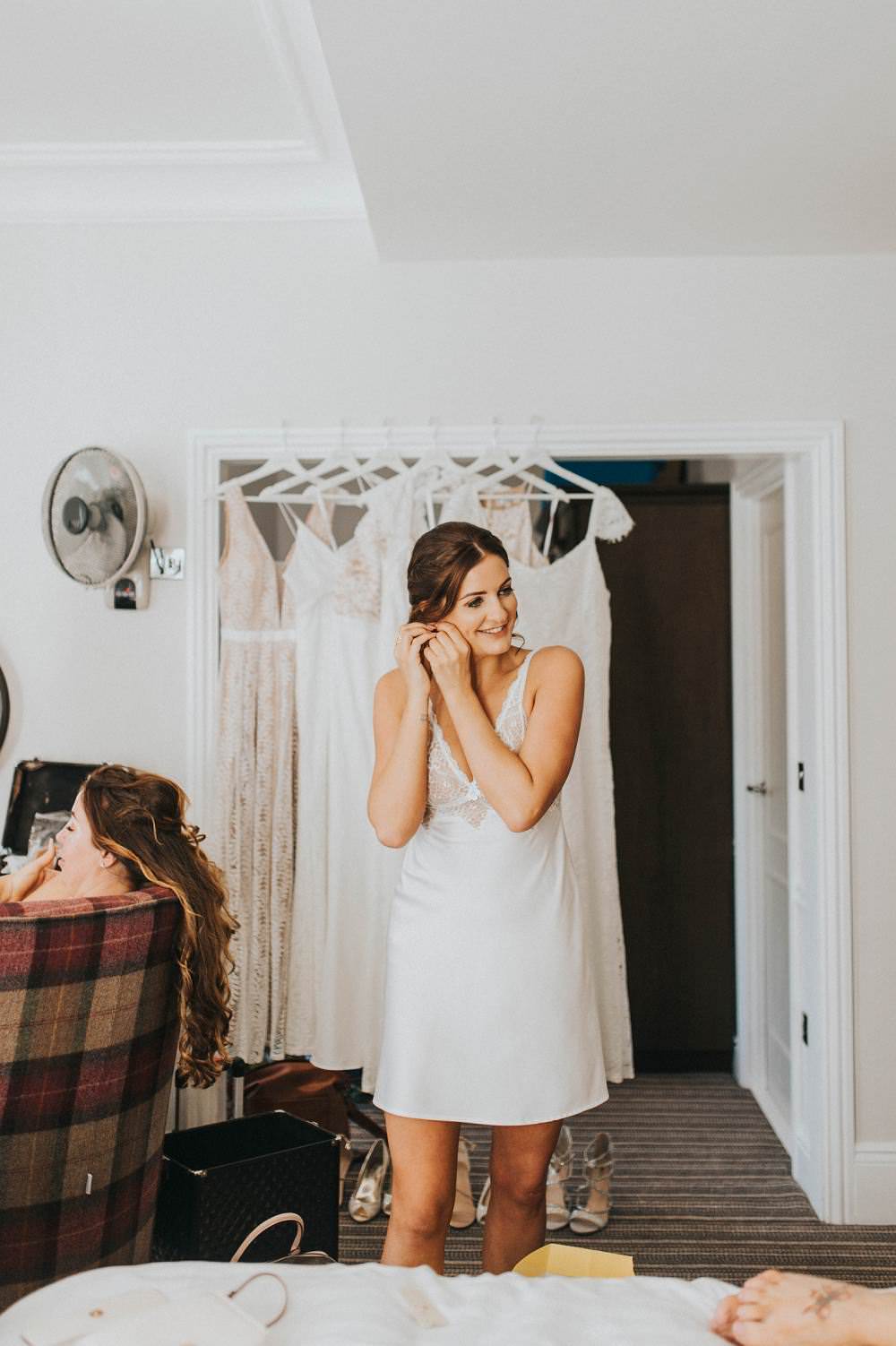 Bride Bridal Prep Nightie Eucalyptus Boho Greenery Barn Wedding Kerry Diamond Photography