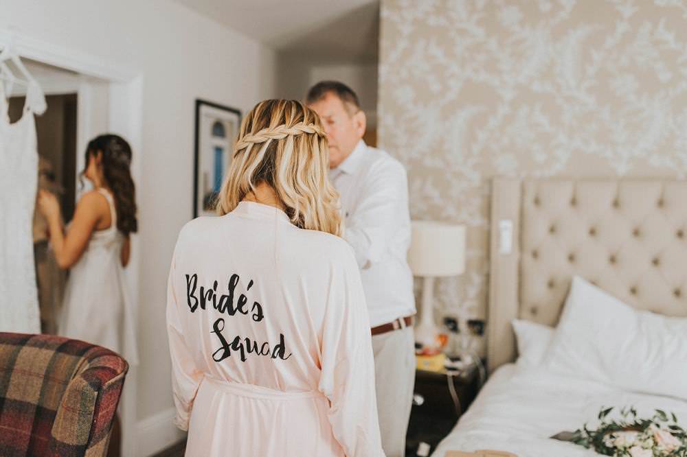 Bridesmaids Bride Bridal Dressing Gown Robe Bride Squad Eucalyptus Boho Greenery Barn Wedding Kerry Diamond Photography