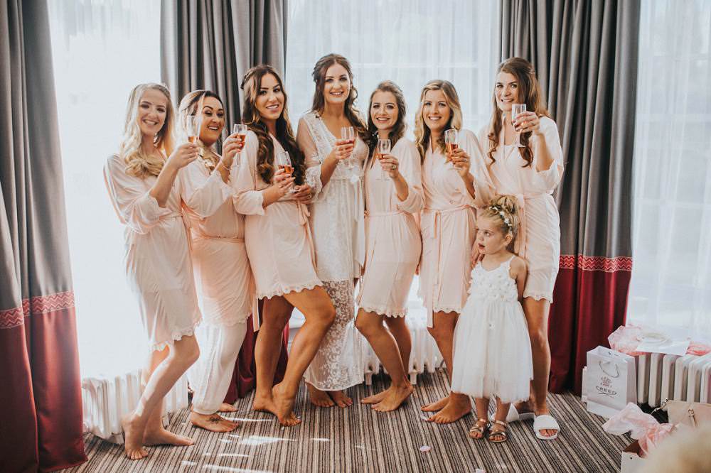 Bridesmaids Bride Bridal Dressing Gown Robe Bride Squad Eucalyptus Boho Greenery Barn Wedding Kerry Diamond Photography