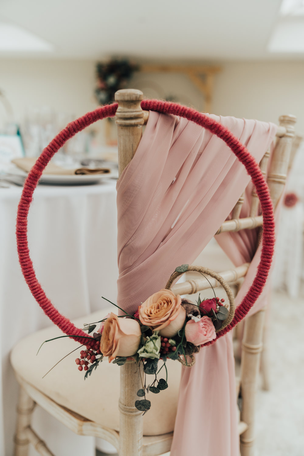 Wreath Flowers Pew End Aisle Ceremony Chair Hoop Wedding Ideas Rebecca Carpenter Photography
