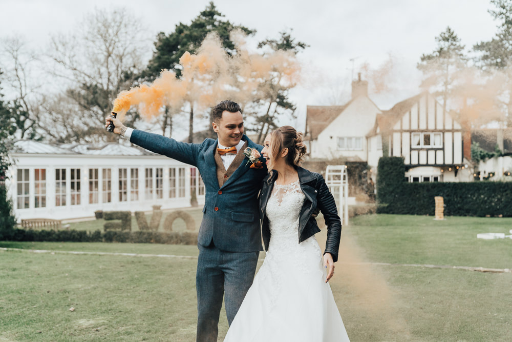 Smoke Bomb Portraits Orange Hoop Wedding Ideas Rebecca Carpenter Photography