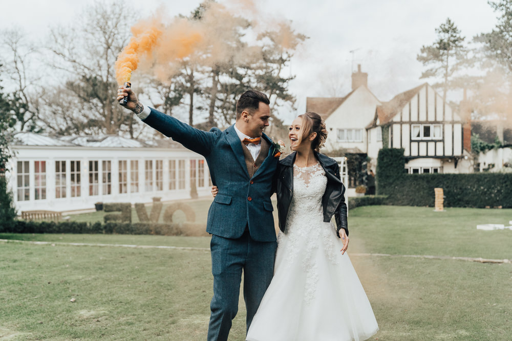 Smoke Bomb Portraits Orange Hoop Wedding Ideas Rebecca Carpenter Photography