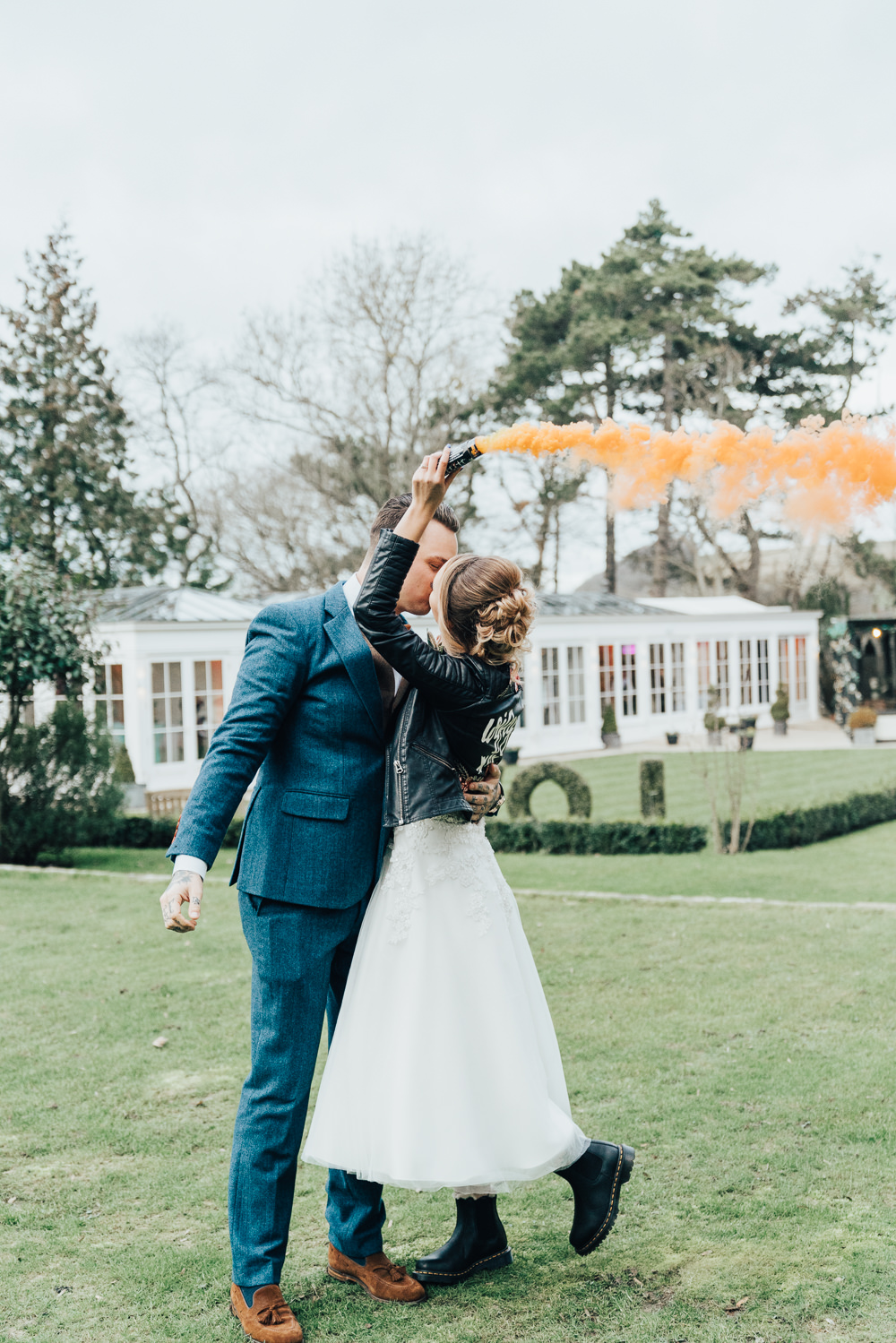 Smoke Bomb Portraits Orange Hoop Wedding Ideas Rebecca Carpenter Photography