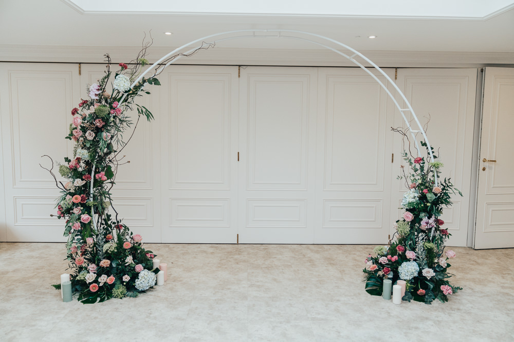 Moongate Arch Flower Backdrop Floral Ceremony Aisle Hoop Wedding Ideas Rebecca Carpenter Photography